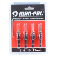 Súprava drevených vrtákov so zahlbovačmi – 4-dielna sada, M22334